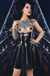 black vinyl mini dress TDJutta001 - 2XL-6