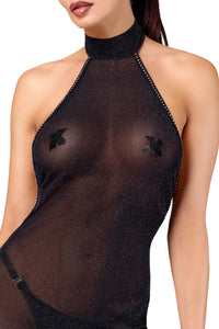 F372 Onyx Twin-slit Long dress - 3XL-5