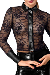 F377 Noirelle Lace Button-up Shirt - 3XL-5