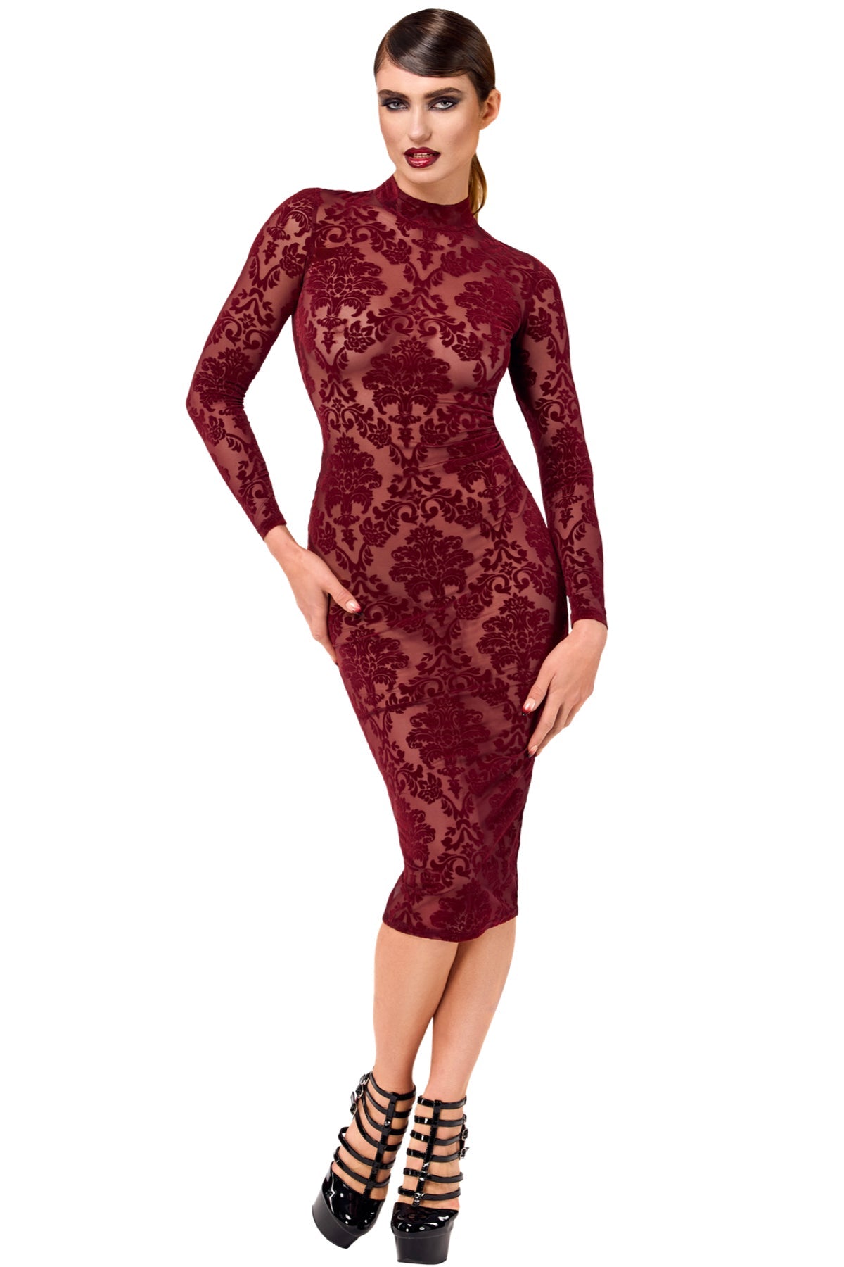 F384 Kink Royal midi dress red - 3XL-4